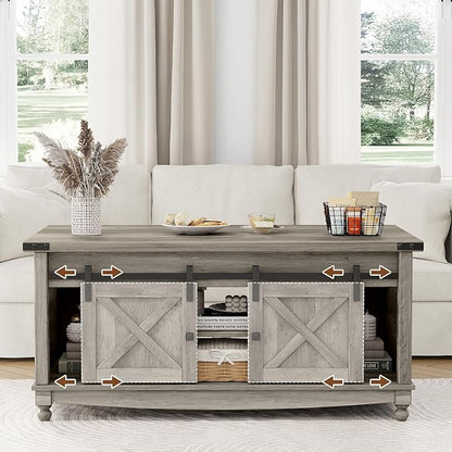 ALLSTAND 48" Farmhouse Lift Top Coffee Table