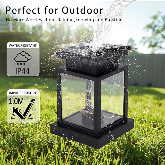 JHY DESIGN Set of 6 Solar Lanterns Outdoor Waterproof Solar Powered Table Lamps 5" H Hanging Lighting with Warm LED Fairy String Lights for Patio Garden Landscape Decoration Yard Lawn（with Clamp）