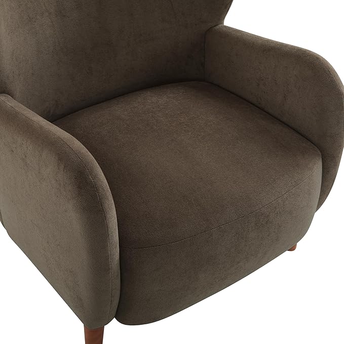 Christopher Knight Home Dolly Mid-Century Modern Velvet Upholstered Wingback Club Chair, Living Room Lounge Chair for Relaxation, Reading Armchair, Solid Wood Living Room Accent Chair, Dark Brown