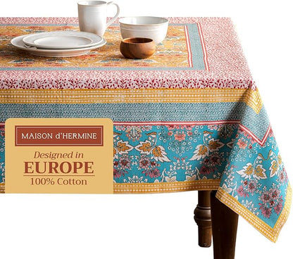 Maison d' Hermine Table Cloth Rectangle Table 100% Cotton 70 x 140 Inches Tablecloth Reusable Decorative for Dining Room Farmhouse Home Valentines Day Decorations Spring Summer - Marquise