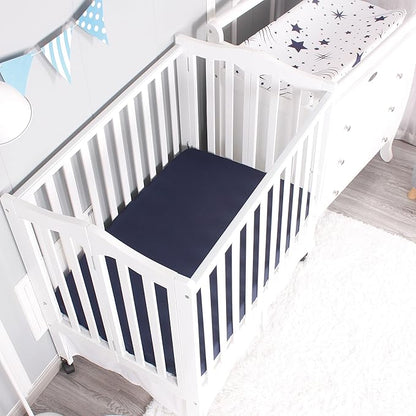 Belsden Pack of 3 Mini Crib Sheet Set, Pack N Play Sheet Set for Baby Boys and Girls, Cloudy Soft Touch and Machine Washable, Fitted Playard/Portable Crib Sheet, Dino & Navy & Gray