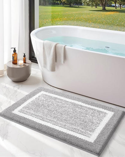 Color&Geometry 16"x24" Small Bath Mats for Bathroom Simple and Stylish, Gray Bathroom Rugs, Non Slip, Absorbent, Soft, Washable, Microfiber Bathmat Shower Mat Outside Shower