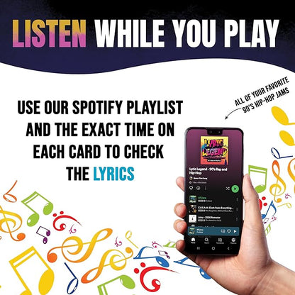 Lyric Legend 90s Hip-Hop and Rap Music Trivia Game Collection – Expandable Multi-Deck Finish The Lyrics Party Game Set for Game Night, Families & Groups - 3 Games in One Box!