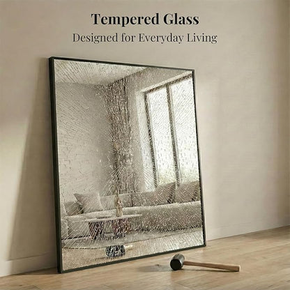 30"x36" Black Bathroom Mirror for Wall, Shatterproof Tempered Glass, Rectangle Narrow Frame Vanity Mirror, H/V Wall-Mounted, Ultra-Flush