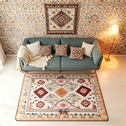 Bohemian Large Area Rug 5x7 Boho Decor Western Living Room Rug | Southwestern Native Aztec Rugs for Bedroom, Ethnic Tribal Geometric Carpet Indoor Floor Mat