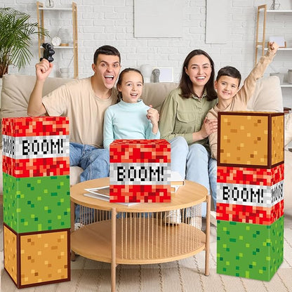 12Pieces Large Pixel Mining Party Boxes Video Game Party Decorations Pixel Mining Theme Birthday Parties Supplies Pixelated Video Gaming Centerpieces Boxes for Kid Teen Gift Birthday Parties Favor