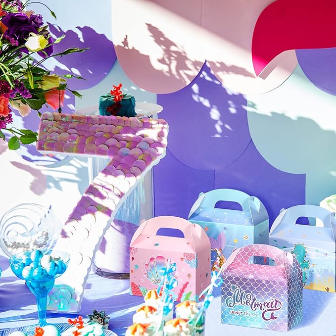 Outus 40 Pack Mermaid Party Favor Goodie Boxes Mermaid Candy Treat Boxes Mermaid Birthday Party Favor Bags Under The Sea Theme Party Birthday Baby Shower Supplies