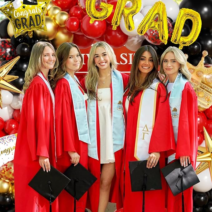 Graduation Balloon Arch Garland Kit Red Black White Gold Graduation Decorations 2026 for College High School Class of 2026 Grad Party Prom Decor