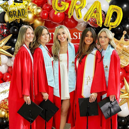 Graduation Balloon Arch Garland Kit Red Black White Gold Graduation Decorations 2026 for College High School Class of 2026 Grad Party Prom Decor