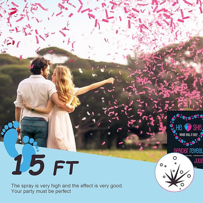 POPUPARTY 2 Pack Gender Reveal Confetti Cannon | 1 Pink & 1 Blue - Biodegradable Confetti Party Supplies Poppers, Ideal for Baby Boy or Girl Gender Reveal Decoration