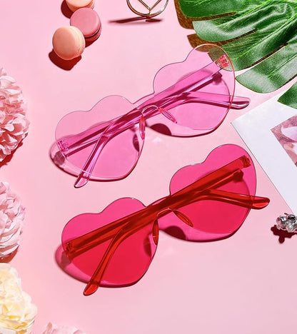 Matcheck 48 Pack Heart Rimless Sunglasses Frameless Colored Party Glasses Transparent Fun Eyewear for Adult