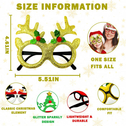 Christmas Party Favors Gifts for Adults, Holiday Party Decorations Hat Headwear, Christmas Accessories Eyeglasses for Kids 24 Pcs