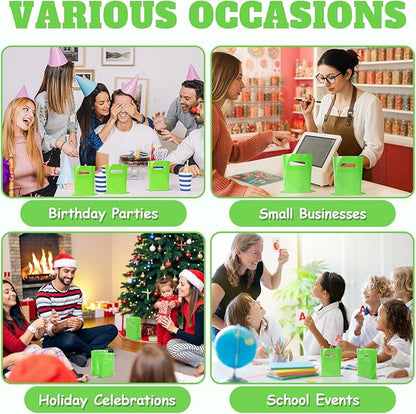 ANZNKU Green Treat Bag 100 Pcs, Goodie Bags Small Gift Bag for Kids Birthday Party, Wedding, Party Favor Bags for Easter Candy, Goodies, Crafts(5.9x7.9 inch)