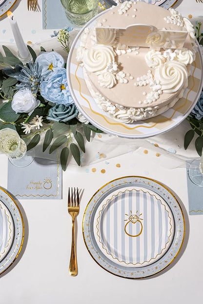 White/Tan Stripe Color Cake Stand for Celebrations by Emergency Confetti – Charming Tiered Display for Desserts at Birthdays, Weddings & Gatherings – Stylish & Thoughtful Presentation For Any Occasion