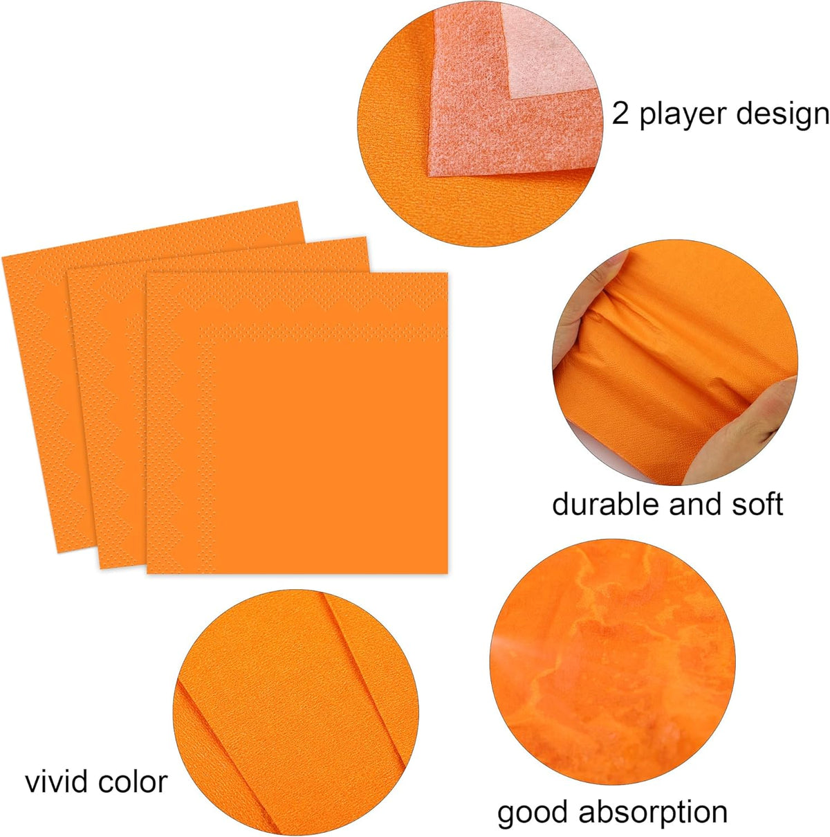 Ruisita 48 Pieces Orange Party Supplies Orange Tableware Including 7 Inch and 9 Inch Paper Dinner Plates 2 Ply Napkins for Wedding, Birthday Party, Picnic, Barbecue (Serves 16)