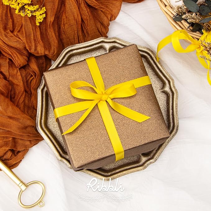 Ribbli Double Faced Maize Yellow Satin Ribbon,3/8” x Continuous 25 Yards,Use for Bows Bouquet,Gift Wrapping,Floral Arrangement