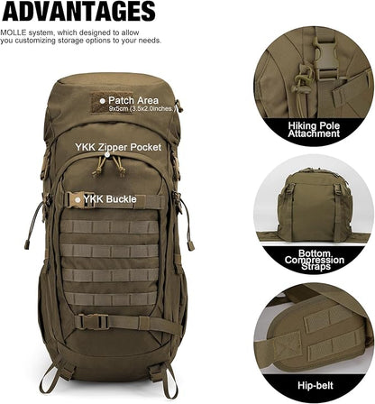 Mardingtop 50L Hiking Backpack,Backpacking Backpack with Rain Cover for Hiking,Backpacking,Rucking,Camping,Survival