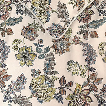 The HomeCentric King Queen Twin Multi Color & Ivory Handmade CA King 86"x18" Bed Runner with 2 Pillow Cover, Floral Bed Scarf on Jacquard Fabric - Seasons Blossoms