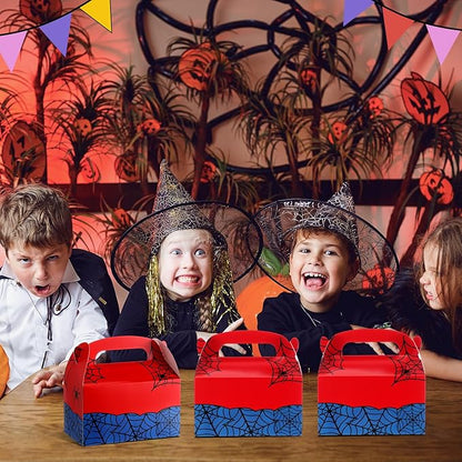 Marspark 24 Pack Spider Web Cartoon Birthday Party Supplies, Paper Gift Boxes, Cartoon Candy Treat Boxes for Birthday Party Decorations(Spider Pattern)