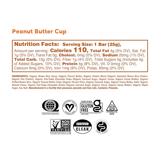 GoMacro Kids MacroBar Organic Vegan Snack Bars – Peanut Butter Cup & Oatmeal Chocolate Chip Cookie (0.90 Ounce Bars, 7 Count) (Pack of 2)