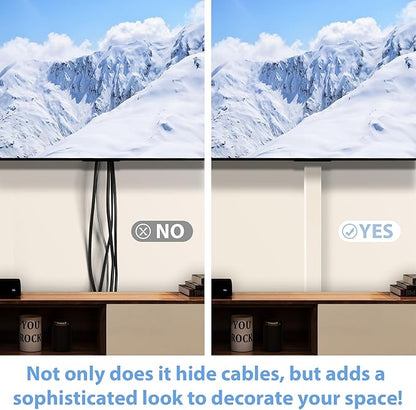 Wire Cover for Wall Mount TV, 32in (2X L16in) Wall Cord Cover, X-Large TV Cable Hider Hide Cords Wall Mounted TV, Cord Hider Wall, Wall Cable Cover Cable Raceway Beige W1.54in x H0.75in