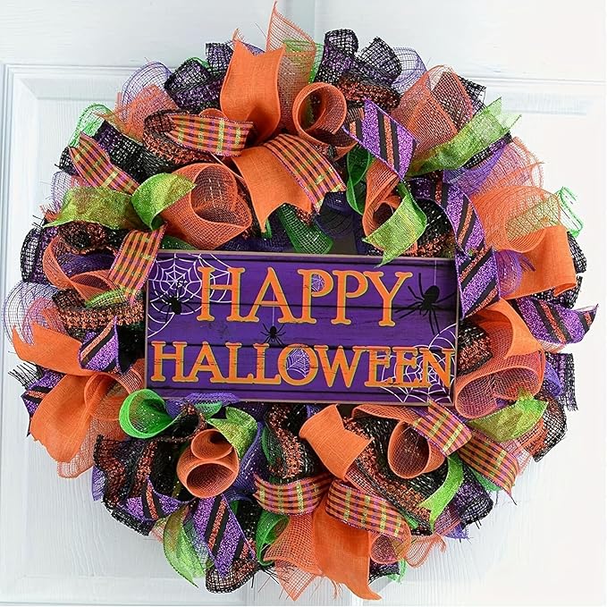 5 Rolls Fall Mesh Ribbon for Wreath, 10 Inch x 30FT Per Roll Metallic Foil Deco Mesh Rolls Natural Orange Gold Green Brown Decorative Mesh for Fall Thanksgiving Halloween Home Party Decor