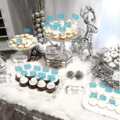 24Pcs Baby It's Cold Outside Snowflake Cupcake Toppers Glitter Winter Frozen Cupcake Picks for Winter Wonderland Baby Shower Birthday Party Cake Decorations Supplies Blue