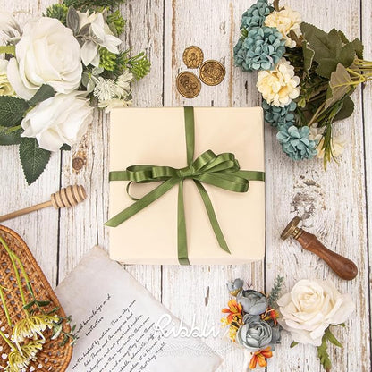 Ribbli Moss Green Satin Ribbon,Double Faced Satin 3/8 inch x Continuous 25 Yards,Use for Bows Bouquet,Gift Wrapping,Wedding Decoration,Floral Arrangement