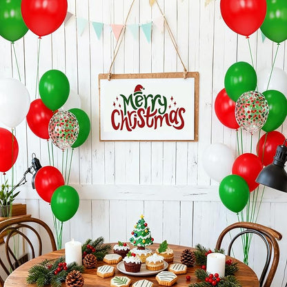 Red Green and White Balloons 55 Pcs Christmas Balloons with Confetti Balloons for CHristmas Birthday Party Wedding,Baby Shower,Graduation