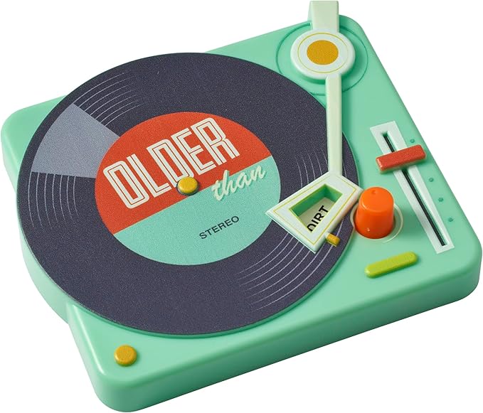 DecoSet® Older Than Record Player Cake Topper, Retro Cake Decoration For Birthday Or Retirement Celebration, Food Safe