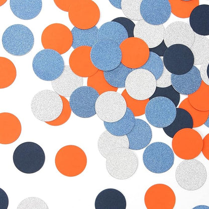 Blue-Silver Orange Space Party-Decorations Confetti, 300pcs Graduation 2025 Glitter Paper Table Confetti Birthday Boy Baby Shower Decorations Dots Lasting Surprise