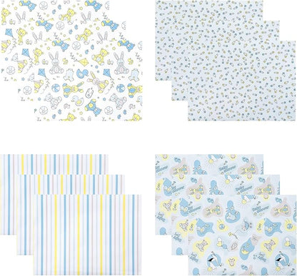 WRAPAHOLIC Baby Boy Wrapping Paper Sheet - 12 Sheets Cute Bear and Small Pin Design Folded Flat for Baby Showers, Celebration, Party - 19.7 Inch x 30 Inch Per Sheet