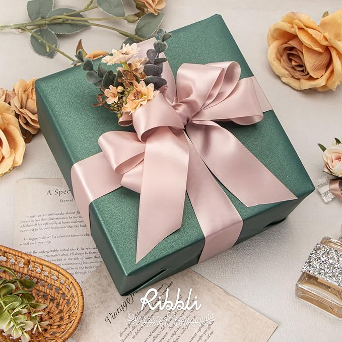 Ribbli Vanilla Double Faced Satin Ribbon,1-1/2” x Continuous 25 Yards,Use for Craft Bows Bouquet, Gift Wrapping, Wedding Decoration, Floral Arrangement