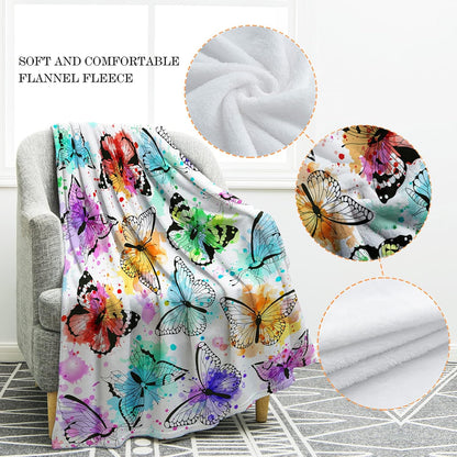 Jekeno Butterfly Throw Blanket Gifts for Women Girls, Christmas Birthday Valentines Butterfly Gifts for Butterflies Lovers Adult Kids, Colorful Blanket Decor for Home Bed Couch