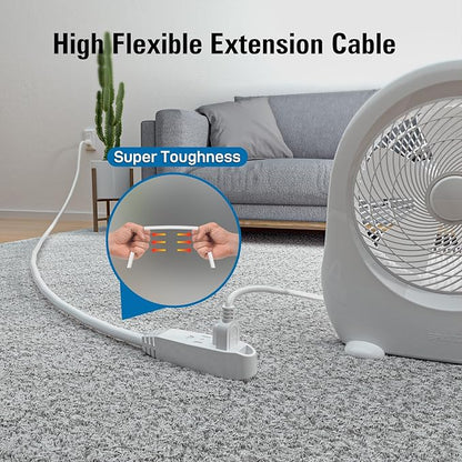 K KASONIC - 12-Feet 3 Outlet Extension Cord, UL Listed, 16/3 SJTW 3-Wire Grounded, 13 Amp 125 V 1625 Watts, Multi-Outlet Indoor/Outdoor Use, White