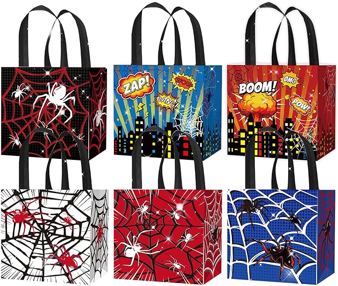 Roaring Good Time Spider Party Favor Gift Bags Spider Birthday Decoration Favor Bags Boxes Party Candy Bags Car Goodie Gift Treat Bags Themed Birthday Party Supplies