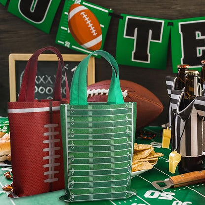 Photect 24 Pcs Football Non Woven Gift Bags Football Goodies Candy Treat Bags Sport Favor Bag for Sport Party Decorations Party Supplies