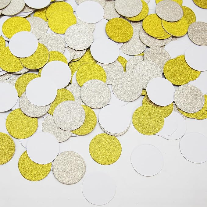 White Champagne-Gold Decorations for Party - 300Pcs Paper Confetti Birthday Decoration Bridal Baby Shower Wedding Anniversary Bachelorette Engagement Graduation Table Decor Hongtongtong