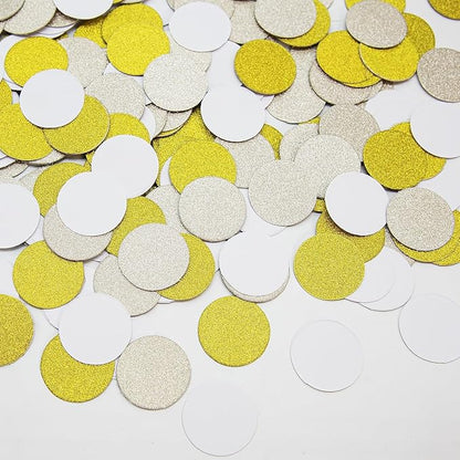 White Champagne-Gold Decorations for Party - 300Pcs Paper Confetti Birthday Decoration Bridal Baby Shower Wedding Anniversary Bachelorette Engagement Graduation Table Decor Hongtongtong
