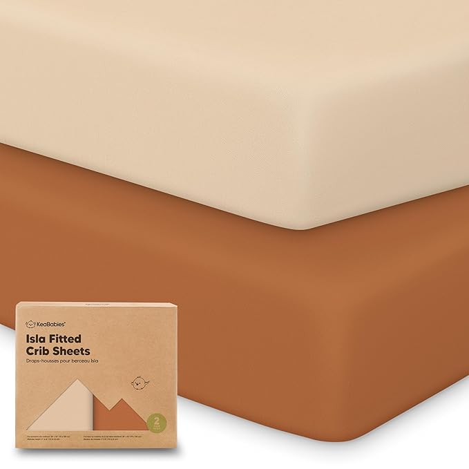 KeaBabies 2-Pack Baby Crib Sheets for Boys, Girls - 52x28 Viscose Derived from Bamboo Toddler Bed Sheets Neutral, Fitted Crib Mattress Cover for Standard Baby Bedding, Soft & Cozy (Rust)