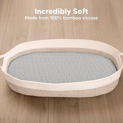 2-Pack Baby Bassinet Sheets Girl, Boy - 33x17 Viscose Derived from Bamboo Bedside Mattress Fitted Bassinet Sheets, Compatible with Halo Bassinest Swivel Sleeper, Baby Delight, Graco (Nordic)