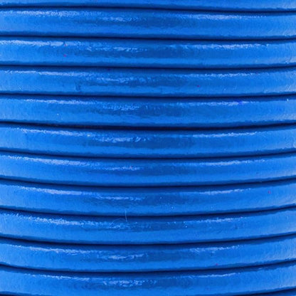 Mandala Crafts Round Genuine Blue Leather Cord for Jewelry Making – 4mm Cowhide Leather Rope String Lace for Kumihimo – 11 Yards Cowhide Craft Cording Spool