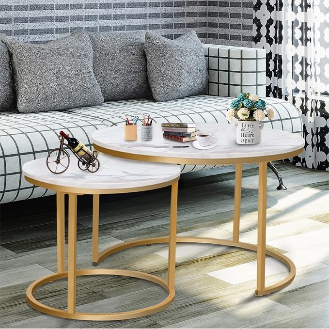 Garden 4 you Nesting Coffee Table Faux White Marble