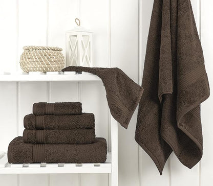 Cotton Paradise 100% Cotton Turkish Towel Set, Soft Absorbent Quick Dry, 6 Piece Towel Set, Chocolate Brown