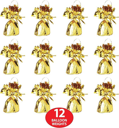 Beistle 50804 GD Metallic Wrapped Balloon Weights, Gold, 6 Ounces, 12-Piece