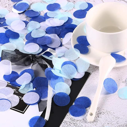 TecUnite White Blue Confetti Round Tissue Paper Table Confetti Dots for Wedding Birthday Party Decoration Arts Craft DIY Scrapbooking, 1.76 oz (2.5 cm)