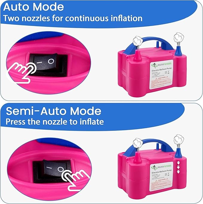Electric Balloon Pump, Portable Electric Air Balloon Pump Dual Nozzle Air Blower Pump 110V 600W Rose Red Balloon Inflator for for Party Decorations