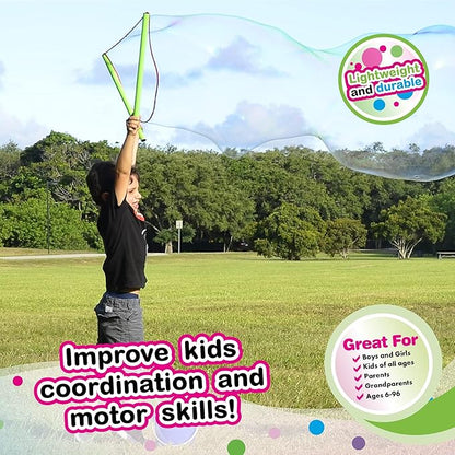 WOWmazing Giant Bubble Powder Kit: Include Large Bubble Wand and 3 Packet of Big Bubble Powder (Makes 3 Gallons) | Outdoor Toy for Kids, Boys, Girls | Powder Made in USA