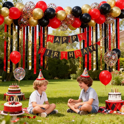 Netnology Red Black Gold Balloons, 60Pcs 12 Inch Red Black Metallic Gold Latex Balloon and Confetti Balloon for Graduation Birthday Casino Theme Party Wedding Anniversary Party Decorations