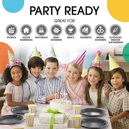Exquisite Party Solids Silver Plastic Plates For Party Supplies 10" Silver Disposable Plates Heavy Duty 50 Pcs Plastic Dinnerware Sets Heavy Duty 350 GSM Disposable Dinnerware Set